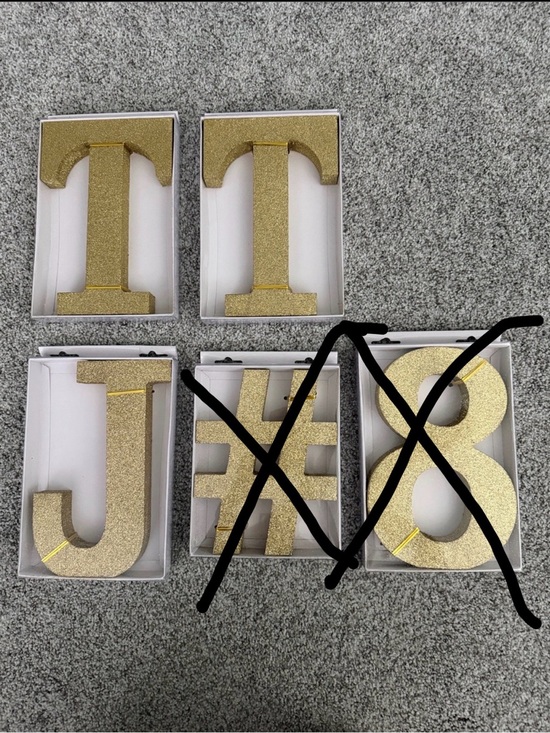 Other - Gold Glitter Letter & Number Set - J, T, #, 8